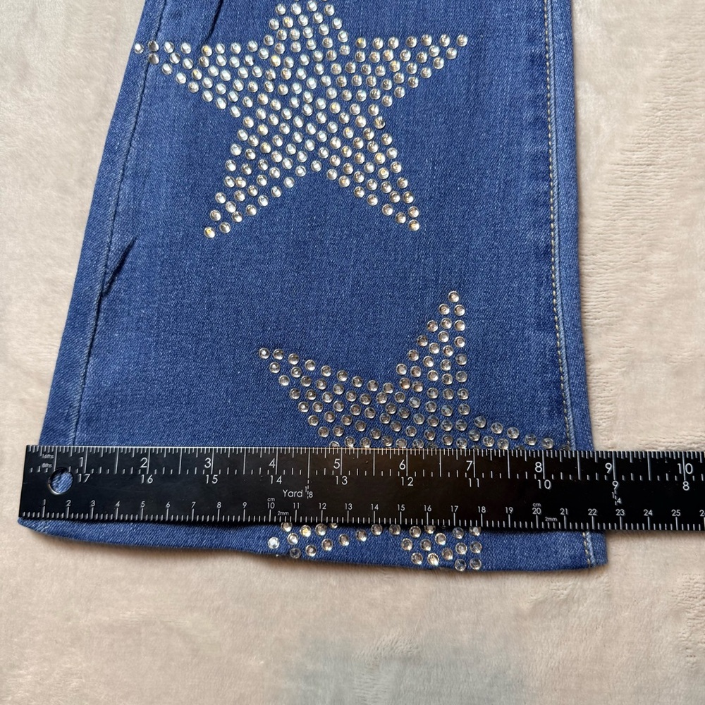 Austin Landing Rhinestone Star Flare Jeans Size 00/23 Y2K Bootcut Denim - Picture 9 of 11